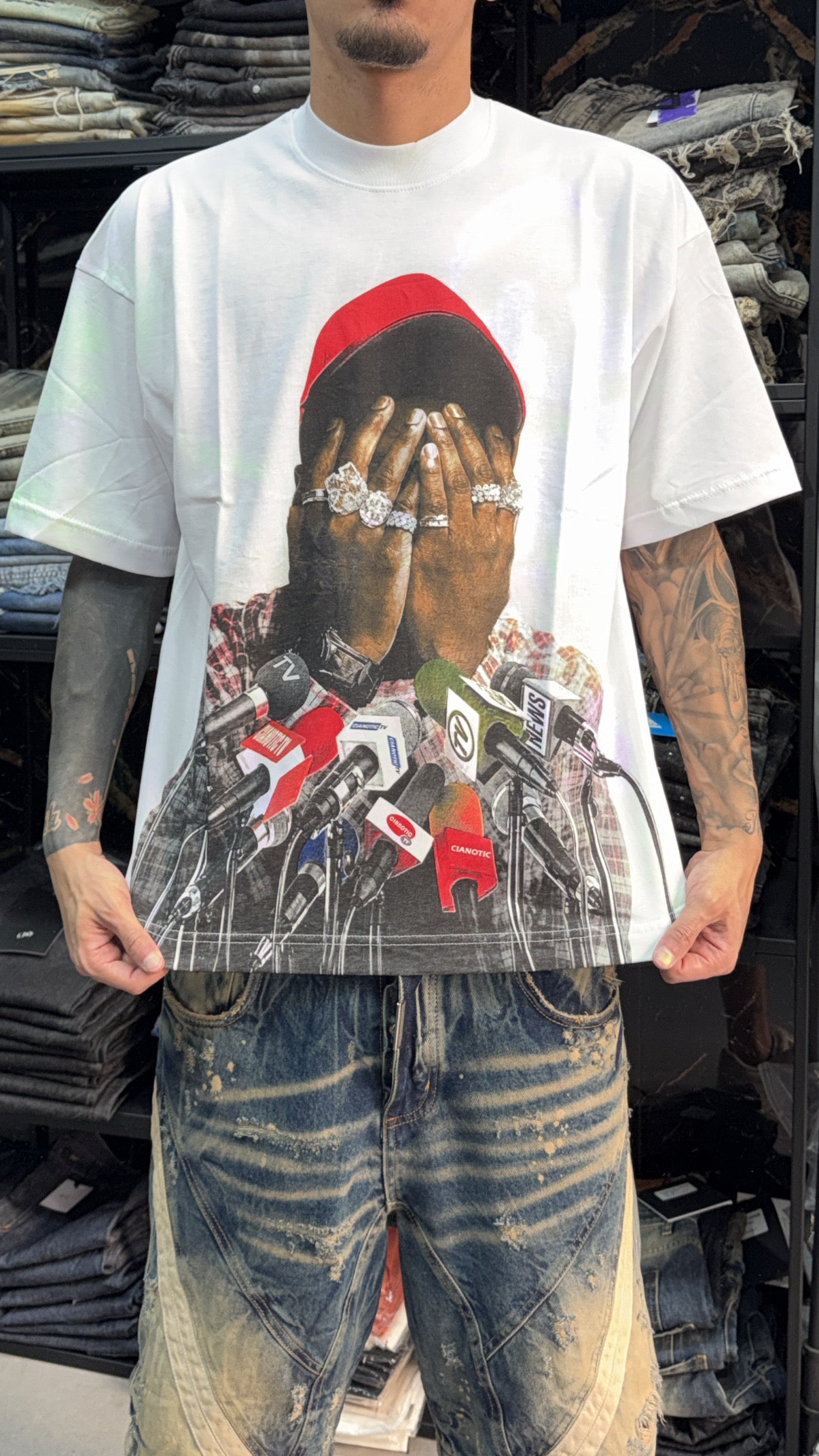 T-SHIRT BLACK MAN WHITE