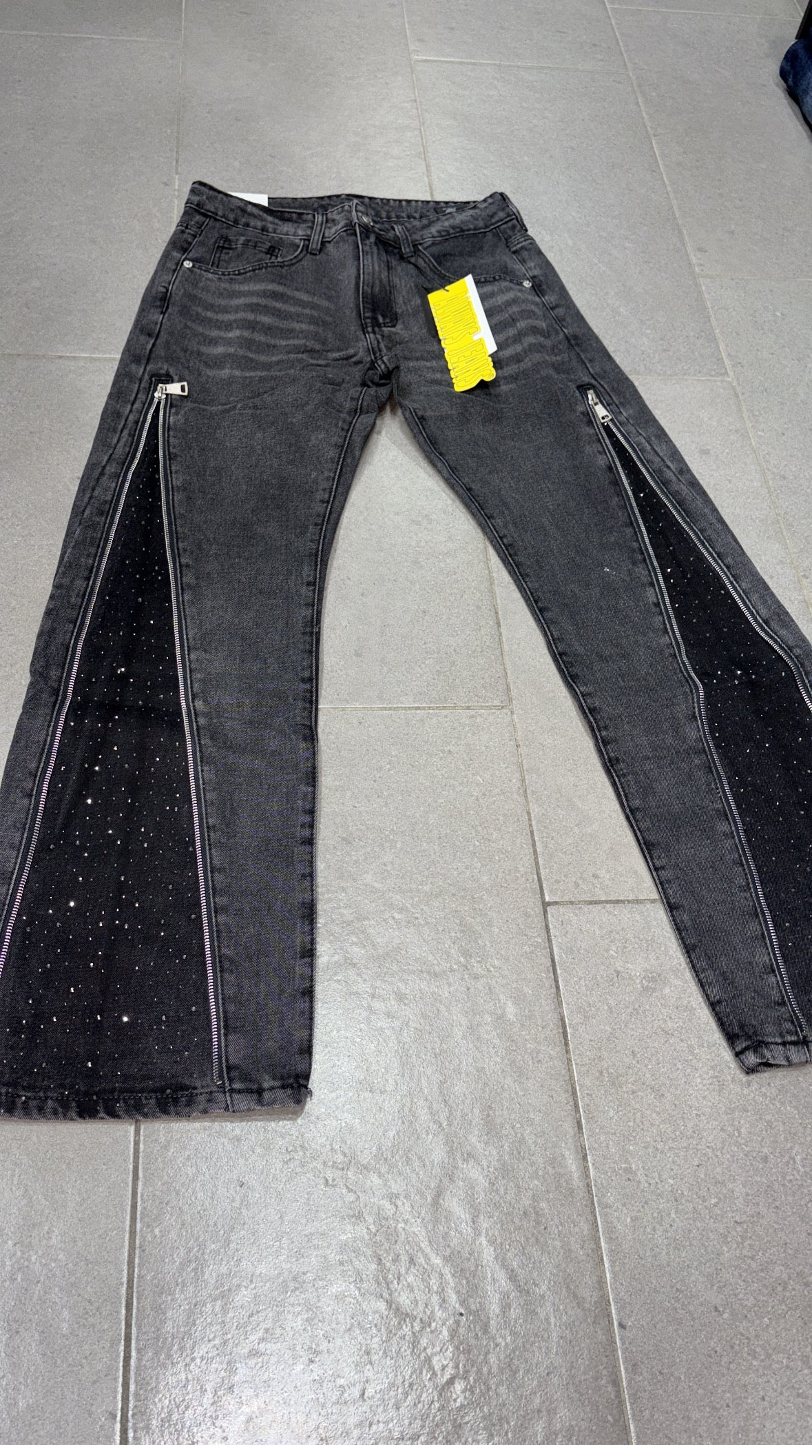 Jeans baggy brillantinato