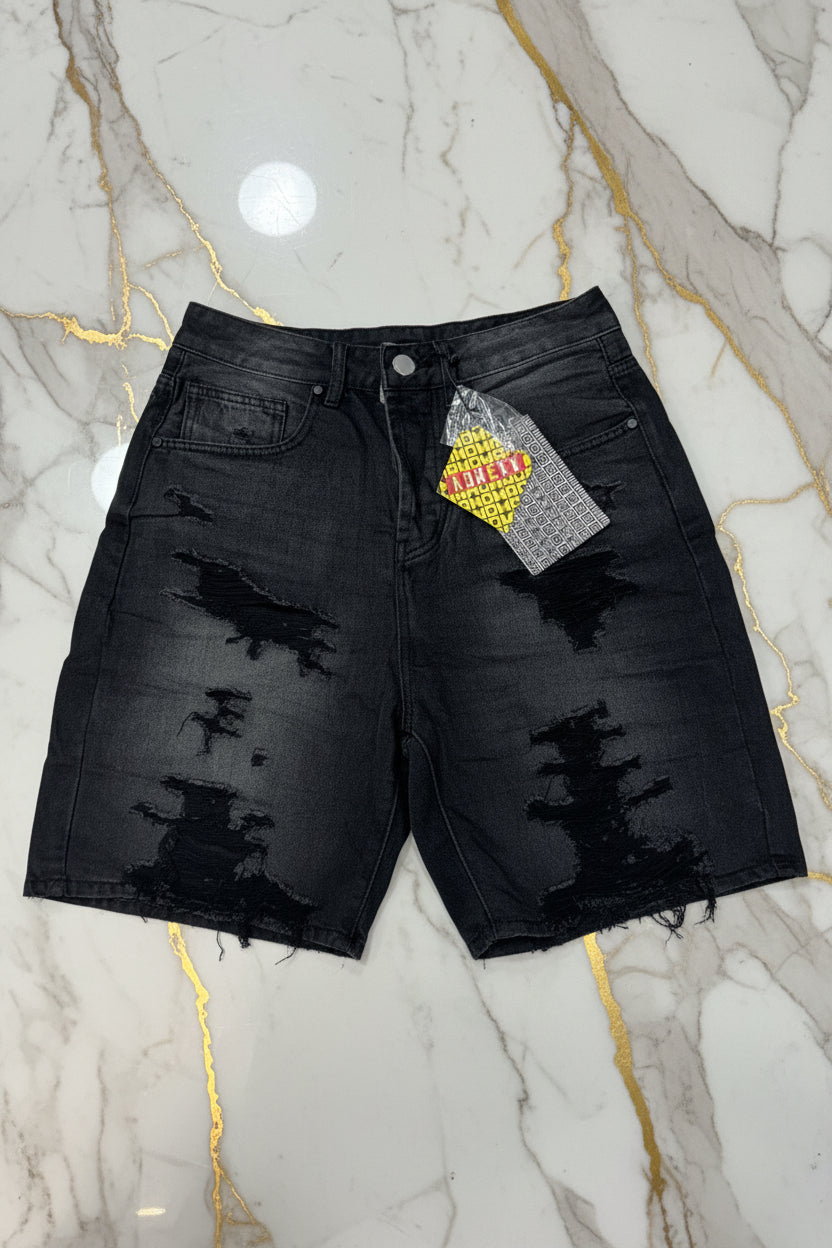 SHORT NERO STRACCIATO
