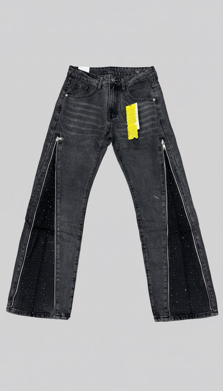 Jeans baggy brillantinato